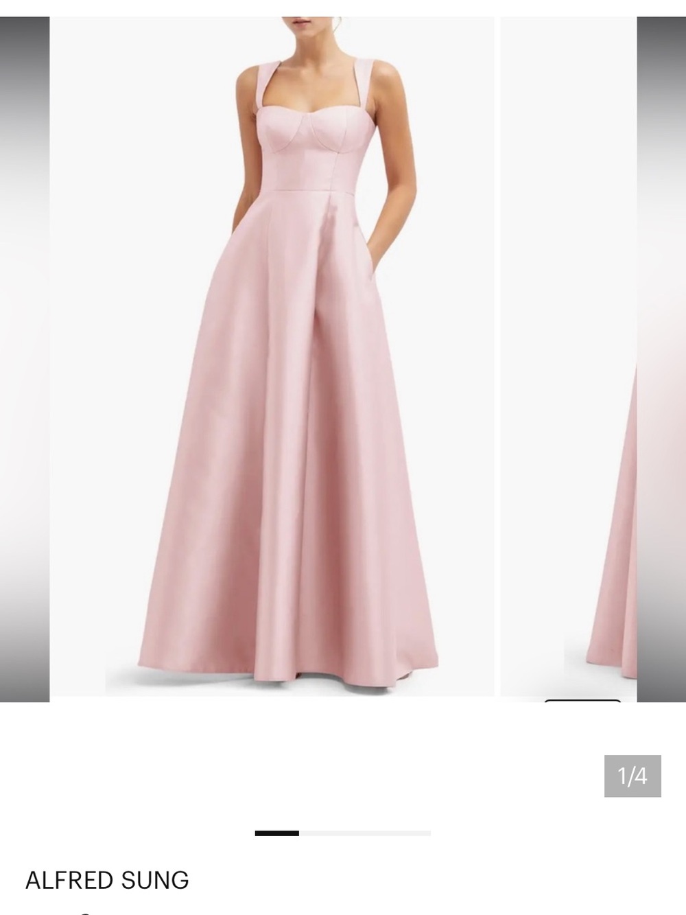 ALFRED SUNG Blush Pink Satin Sweetheart Neck A-Line Gown